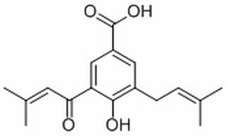 4-Hydroxy-3-(3-methyl-2-butenoyl)-5-(3-methyl-2-butenyl)benzoic acid，分析标准品,HPLC≥